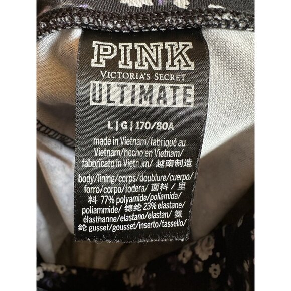 Victoria’s Secret Pink Ultimate High Waisted‎ Black Floral Legging Size Large - Picture 4 of 9